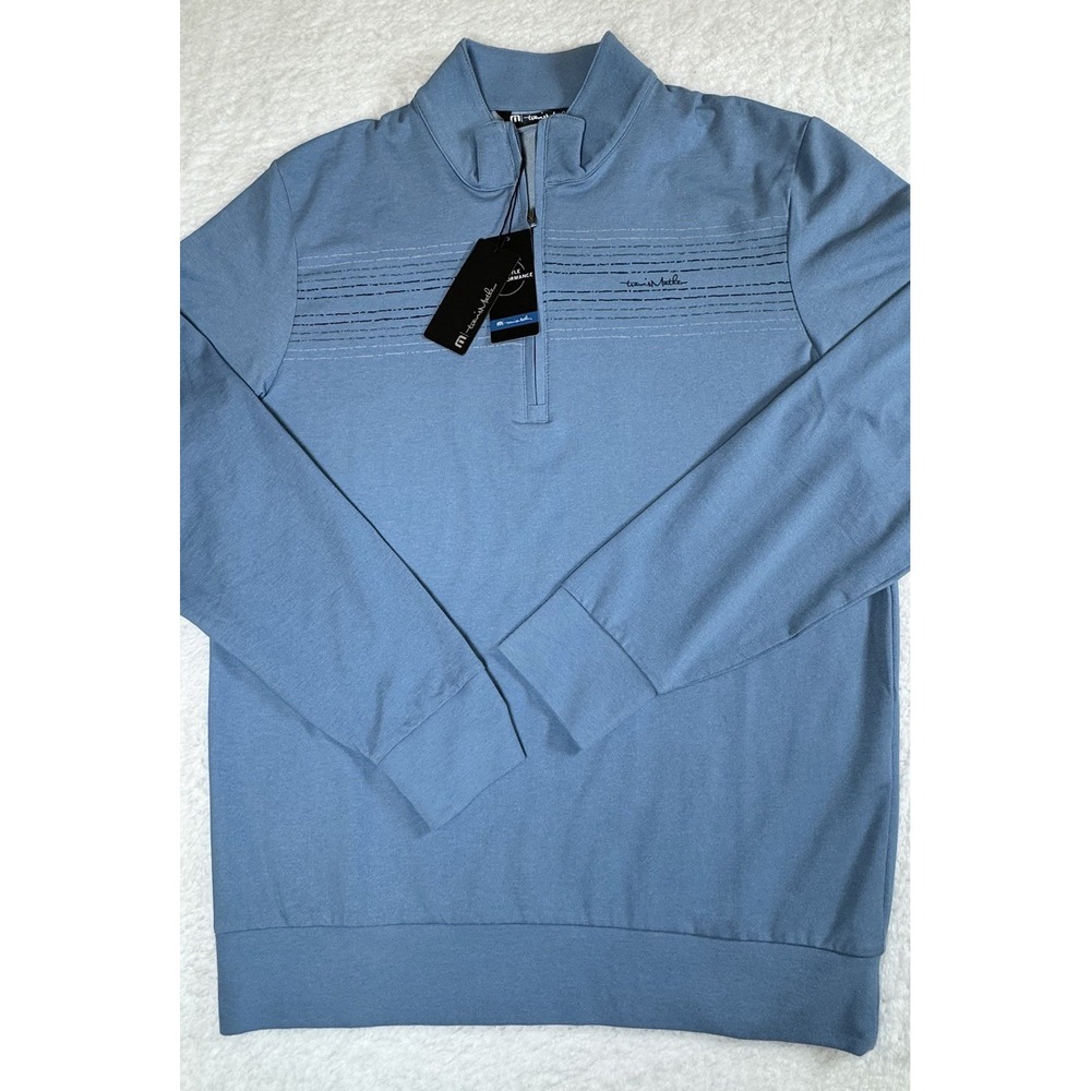 Travis Mathew Heritage Mens Size Small 1/4 Zip Golf Pullover Heather Riviera New